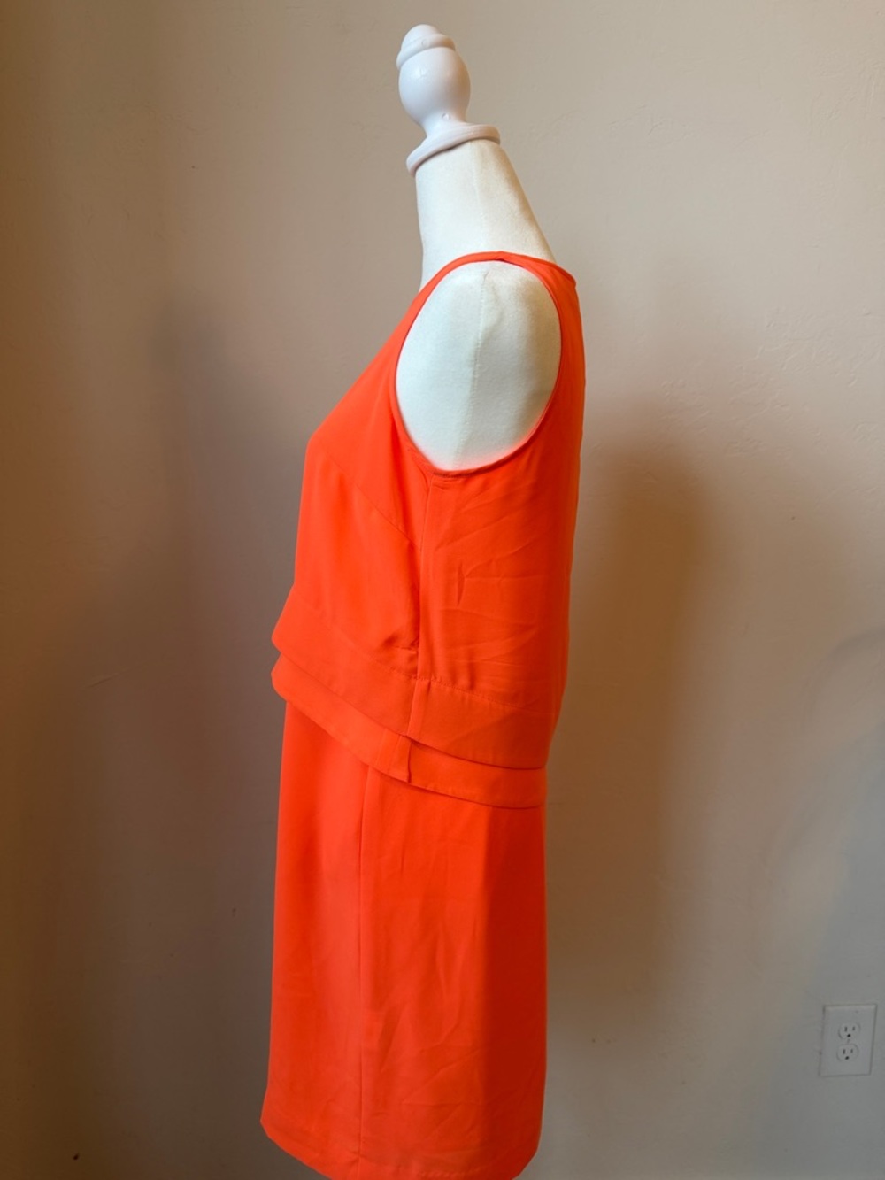 Banana Republic Bright Coral Sleeveless Layered Sheath Shift Dress - Picture 3 of 6
